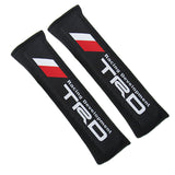Toyota TRD New Set of Carbon Fiber Look Embroidered Armrest Cushion & Soft Touch Cotton Material Seat Belt Covers