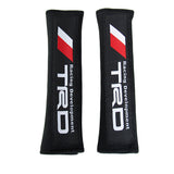 Toyota TRD New Set of Carbon Fiber Look Embroidered Armrest Cushion & Soft Touch Cotton Material Seat Belt Covers