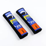 JDM Spoon Sports Type One Set Black & Blue Soft Cotton Embroidery Seat Belt Cover Shoulder Pads with Keychains