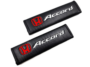 HONDA ACCORD Black Carbon Fiber Look Seat Belt Cover X2