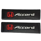Honda Accord Set Black Carbon Fiber Look Seat Belt Cover X2 with Honda Black Keychain Lanyard