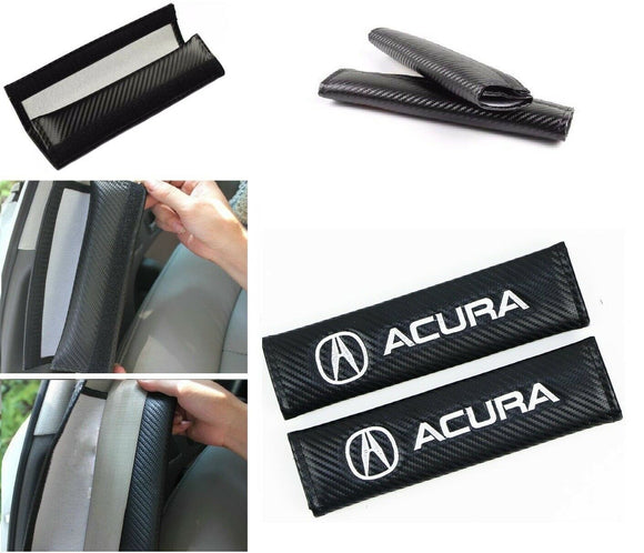 Seat Belt Cover Pad X2 for ACURA Integra CSX RSX NSX TSX TL ILX MDX RDX Black Carbon Fiber Look Seat Belt Cover