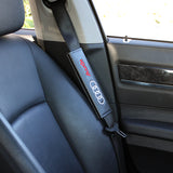 AUDI Set of Silver Car Wheel Tire Valves Dust Stem Air Caps Keychain with Black Carbon Fiber Look Seat Belt Covers