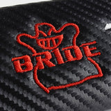 JDM BRIDE Carbon Set Embroidery Seat Belt Cover Shoulder Pads with Bride Keychain Lanyard
