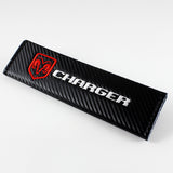 Dodge Charger Black Carbon Fiber Look Seat Belt Cover X2