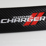 DODGE Charger// Set Armrest Cushion Center Console Cover Pad Mat with Seat Belt Cover Carbon Fiber Look
