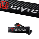 Honda Civic Set Black Carbon Fiber Look Seat Belt Cover X2 with Type R Black Keychain Lanyard