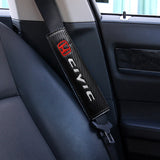Honda Civic Set Black Carbon Fiber Look Seat Belt Cover X2 with Honda Black Keychain Lanyard
