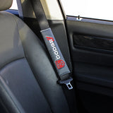 DODGE Set Carbon Fiber Look Embroidered Armrest Cushion with Seat Belt Cover Center Console Cover Pad Mat