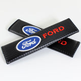 Ford Set of Silver Car Wheel Tire Valves Dust Stem Air Caps Keychain with Carbon Fiber Look Seat Belt Covers