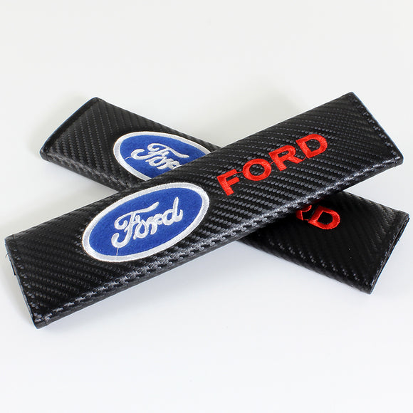 Ford Black Carbon Fiber Look Seat Belt Cover X2