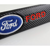 Ford Racing Carbon Fiber Center Armrest Cushion Pad Cover + Seat Belt Cover Set