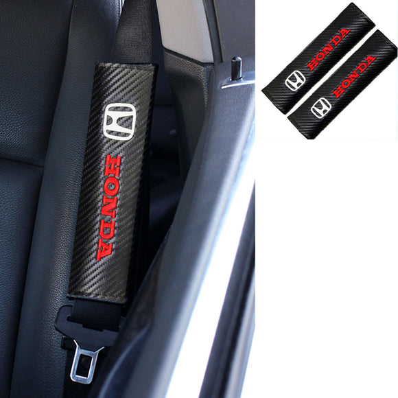 HONDA ACCORD CIVIC Fit CR-V Black Carbon Fiber Look Seat Belt Cover X2