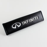 Infiniti Black & White Carbon Fiber Look Seat Belt Cover X2