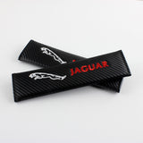 Jaguar Set of Carbon Fiber Look Embroidered Armrest Cushion & Seat Belt Cover