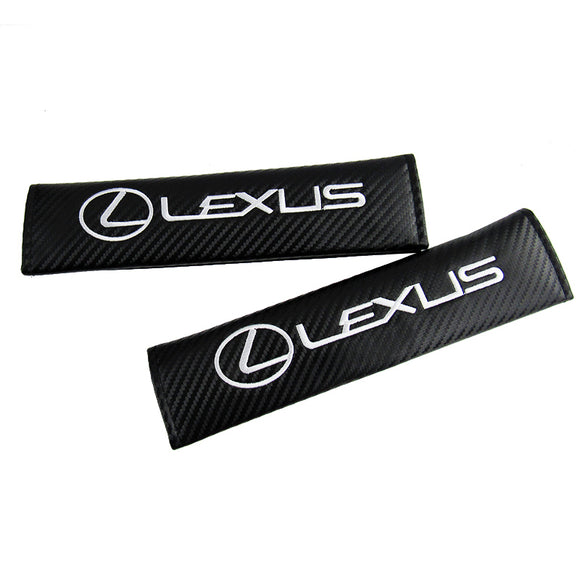 Lexus Black Carbon Fiber Look Seat Belt Cover X2