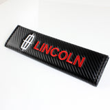 Lincoln Black Carbon Fiber Look Seat Belt Cover Embroidery Logo X2
