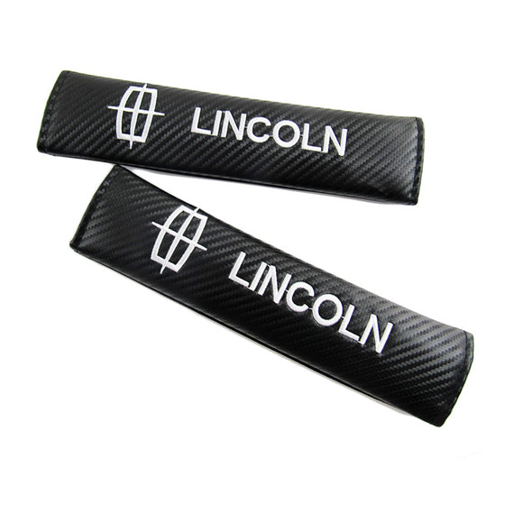 Lincoln Black Carbon Fiber Look Seat Belt Cover X2