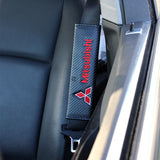 Mitsubishi Set of Carbon Fiber Look Armrest Cushion & Seat Belt Cover
