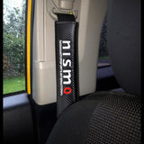 NISMO Embroidered Armrest Cushion with Seat Belt Cover Set Carbon Fiber Look Center Console Cover Pad Mat