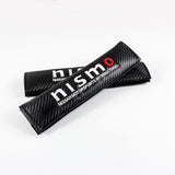 Nissan Nismo Black Carbon Fiber Look Seat Belt Cover X2