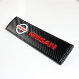 Nissan Set Blue Keychain Metal Key Ring with Black Carbon Fiber Look Seat Belt Covers
