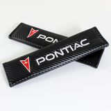 PONTIAC Set of Car 15" Steering Wheel Cover Carbon Fiber Style Leather with Seat Belt Covers