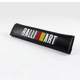 MITSUBISHI Ralliart Set of Car 15" Steering Wheel Cover Carbon Fiber Style Leather with Seat Belt Covers