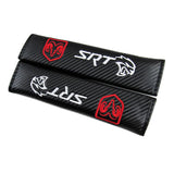 DODGE SRT Set Seat Belt Covers with Silver Wheel Tire Valves Air Caps Keychain Set - US SELLER