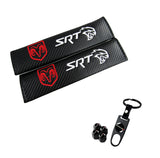 DODGE SRT Set Seat Belt Covers with Wheel Tire Valves Air Caps Keychain Set - US SELLER