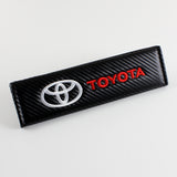 Toyota Black Set Carbon Fiber Look Embroidery Seat Belt Cover Shoulder Pads X2 with Keychain Lanyard