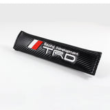 JDM TRD Racing Carbon Fiber Look Embroidery Seat Belt Cover Shoulder Pads 2pcs with TRD Keychain