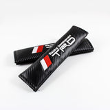 JDM TRD Racing Set Carbon Fiber Look Embroidery Seat Belt Cover Shoulder Pads 2pcs with TRD Keychain
