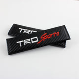JDM TRD Sports Racing Carbon Fiber Look Embroidery Seat Belt Cover Shoulder Pads 2pcs with TRD Keychain