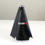 Nissan Nismo Blue Stitched Black Carbon Fiber Look Shifter Boot Cover