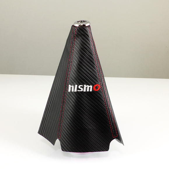 Nissan Nismo Red Stitched Black Carbon Fiber Look Shifter Boot Cover