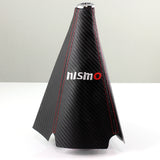 Nissan Nismo Red Stitched Black Carbon Fiber Look Shifter Boot Cover