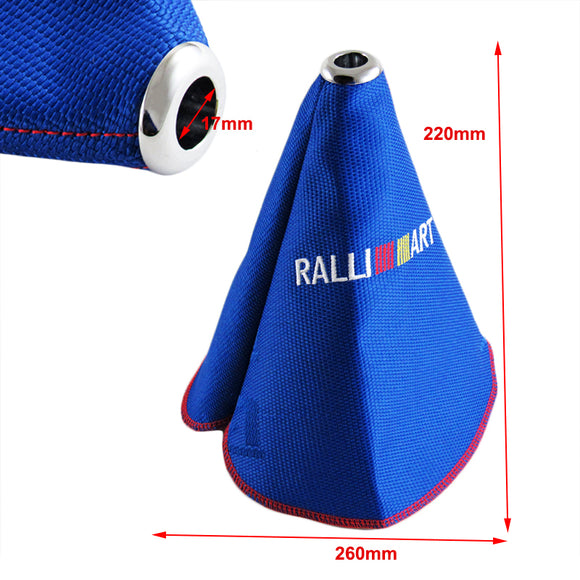 JDM RALLIART Racing shift knob Shifter Boot Cover MT/AT Blue Hyper Fabric