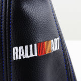 Mitsubishi Ralliart Blue Stitched Black PVC Leather Shifter Boot Cover