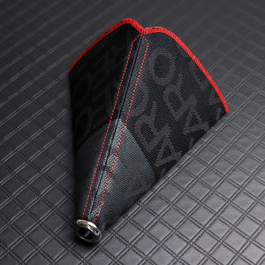 JDM RECARO Racing Red Stitches Hyper Fabric shift knob Shifter Boot Cover MT/AT