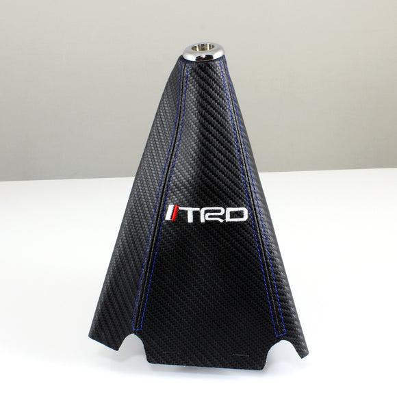 Toyota TRD Blue Stitched Black Carbon Fiber Look PVC Shifter Boot Cover