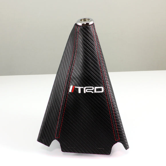 Toyota TRD Red Stitched Black Carbon Fiber Look Shifter Boot Cover