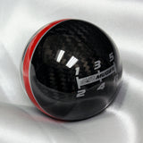 Mugen 5-Speed Carbon Fiber Shift Knob with Red & Silver Line