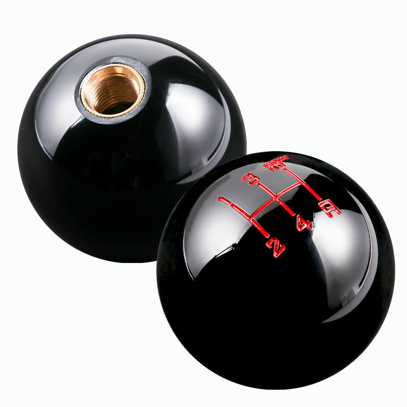 6-Speed "Fuckin' Fast" Round Black Shift Knob – Universal M8 / M10 / M12 Thread Adapters Included