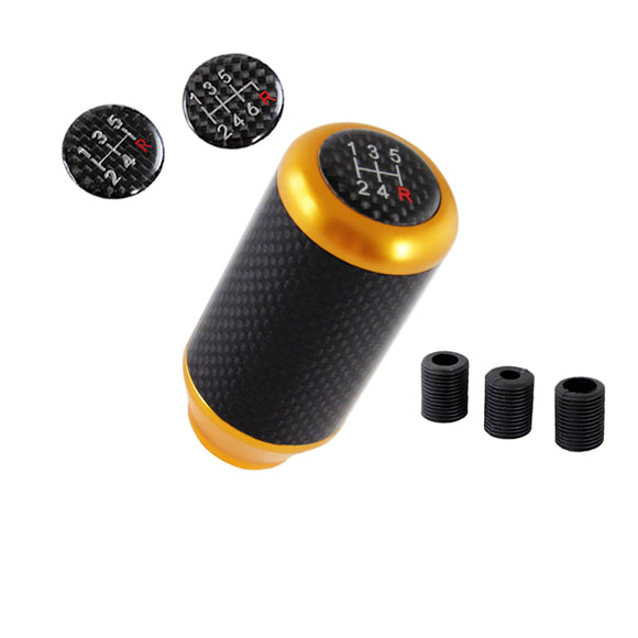 Universal 82MM - Gold Carbon Fiber Car Auto Manual Gear Stick Lever Shift Knob