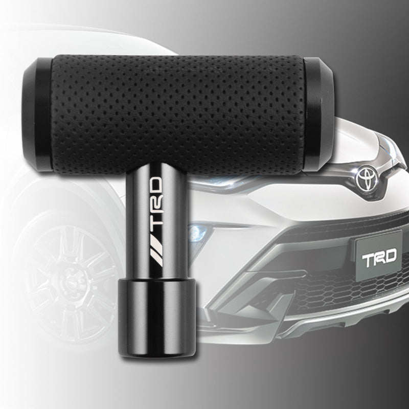 TRD Style Leather Shift Knob – Aircraft Joystick Design, Aluminum, Thread Sizes M8 M10 M12, For Custom Cars