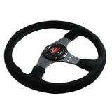14" TRD Racing Black Stitching Suede Sport Steering Wheel with Horn Button Universal