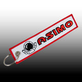 X2 EMBROIDERED Fabric Keyring TAG For ASIMO White RACING CELL HOLDER KEY CHAIN X2