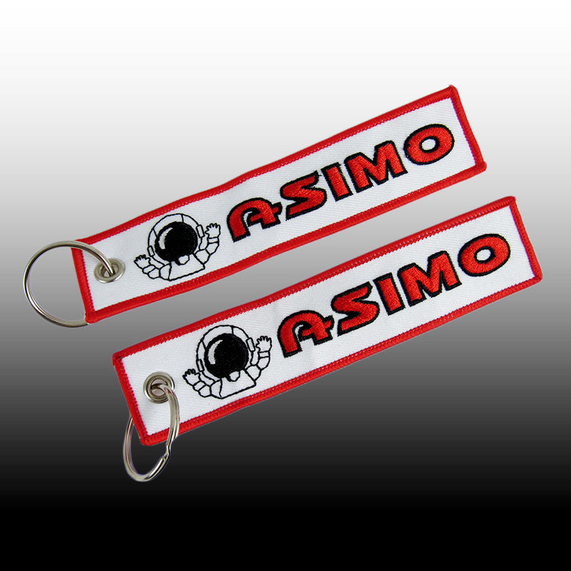 X2 EMBROIDERED Fabric Keyring TAG For ASIMO White RACING CELL HOLDER K ...