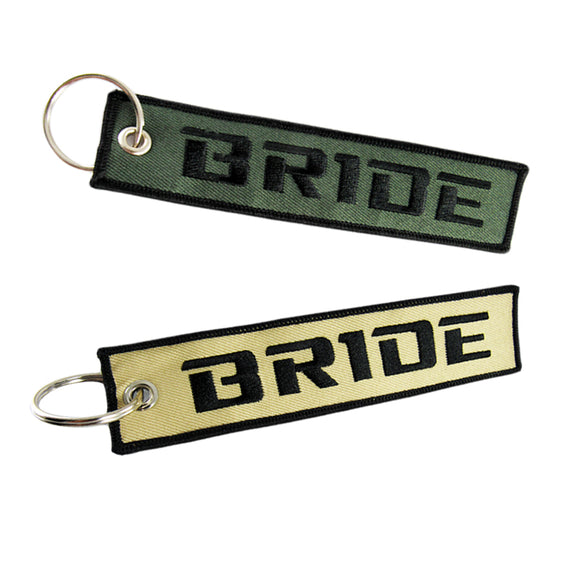 Embroidery JDM BRIDE RACING DOUBLE SIDE Racing Cell Holders Keychain Keyring X2